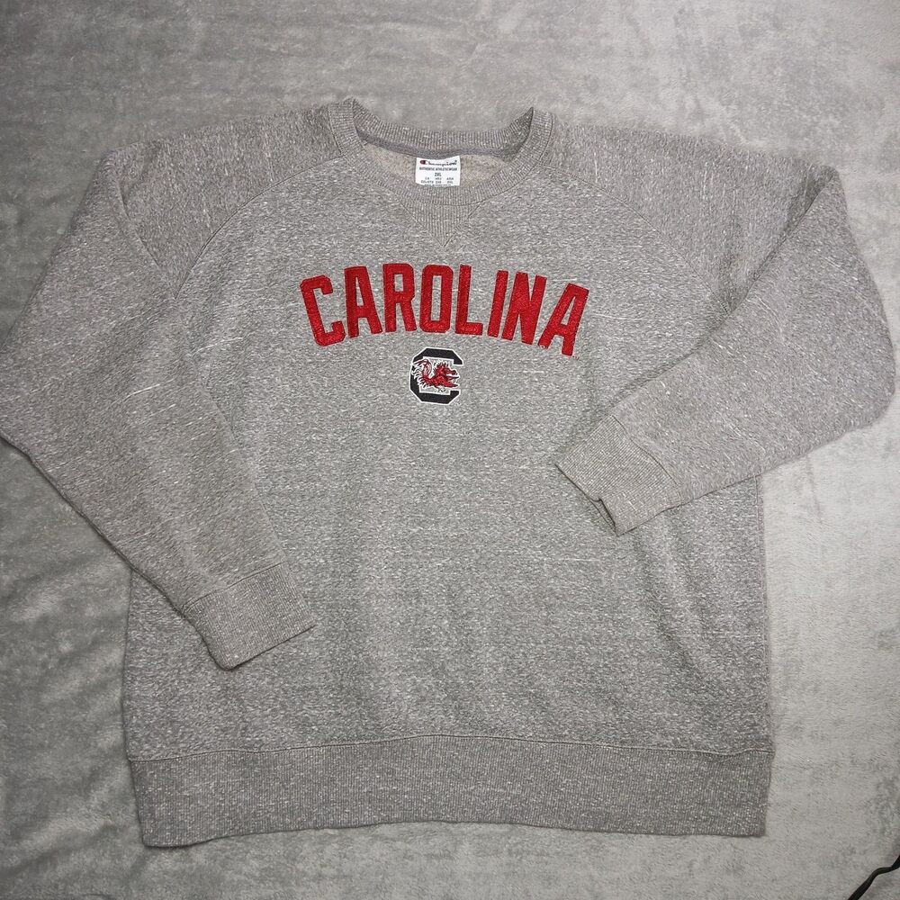 Champion Mens XXL 2XL Gray Embroidered Gamecocks USC Pullover Sweatshirt Y2K